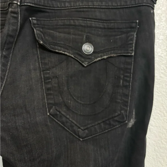 True Religion Geno Relaxed Slim Black Distressed Moto Jean Y2K Grunge Streetwear - Picture 6 of 13